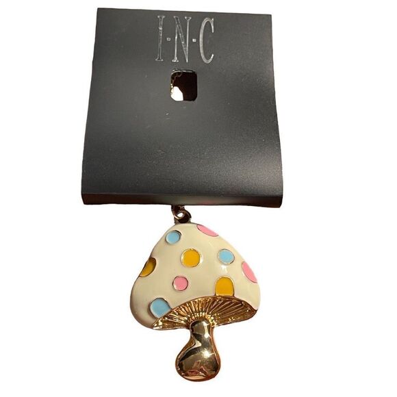 INC INTERNATIONAL CONCEPTS Gold-Tone Colored Mushroom Pendant Necklace, 18" + 3" - Picture 2 of 4